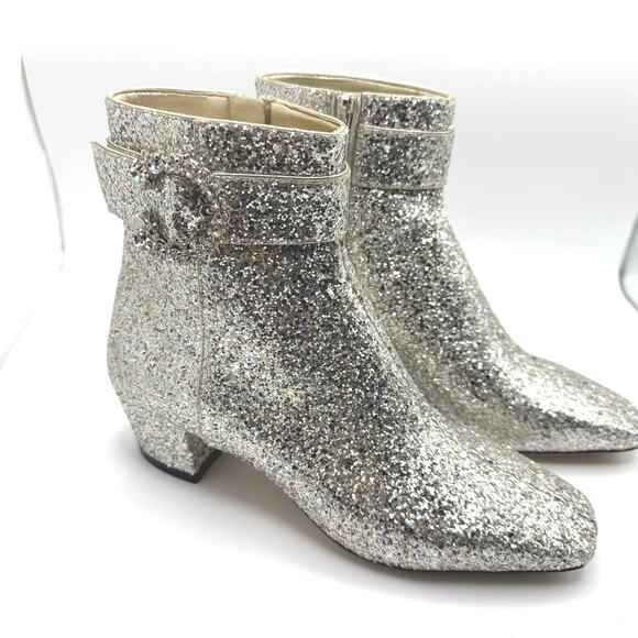 JIMMY CHOO Party Ankle boot in glittery Silver Leather IT 36.5 (US 6.5) - Picture 9 of 16